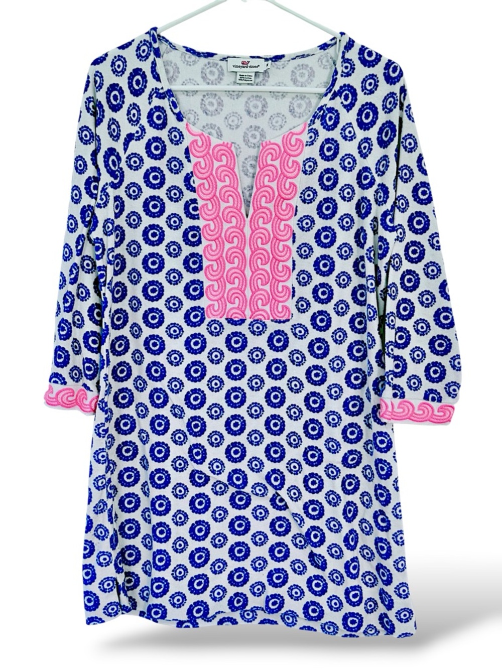 Vineyard Vines White Navy Tunic with Pink Trim terry swim cover - Picture 1 of 4